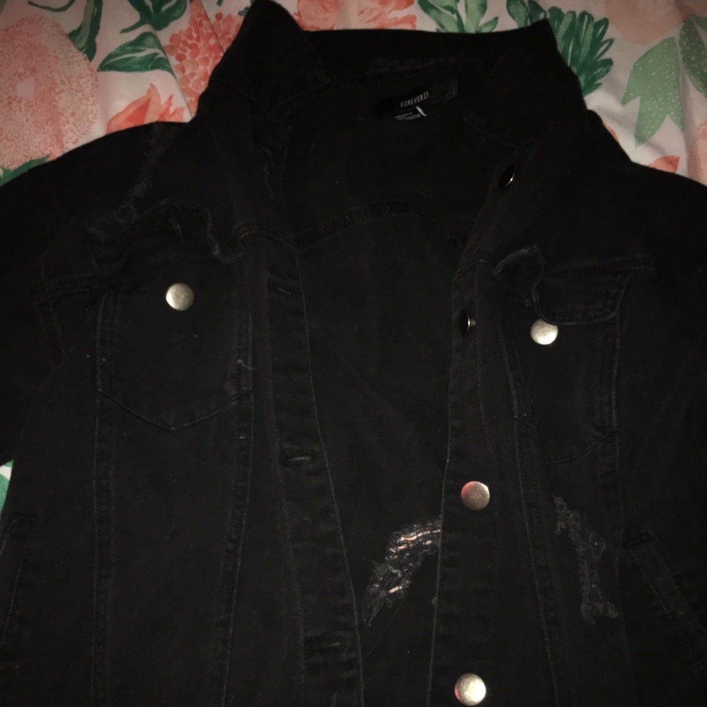 Distressed Black Jean Jacket